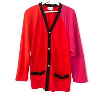 Vintage Leslie Fay Color blocking cardigan Sz 6